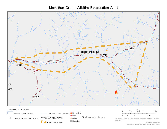 Evacuation order reduced to alert near the McArthur Creek wildfire