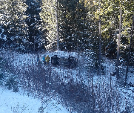 Icy road conditions lead to single vehicle accident on Highway 3B