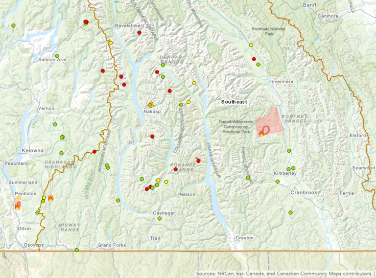 BC Wildfire Service fighting 28 total wildfires in the West Kootenay and Kootenay Boundary