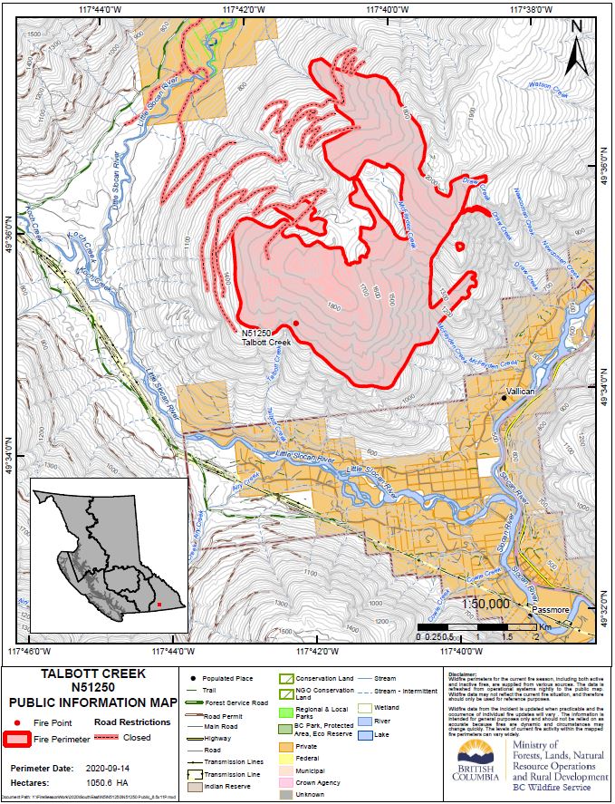 Talbot Creek Wildfire Public Information Map