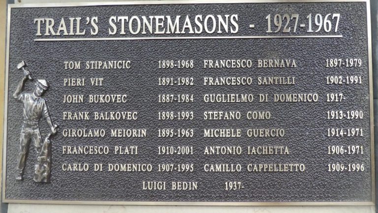 Plaque honouring Trail stonemasons hoping to find a home