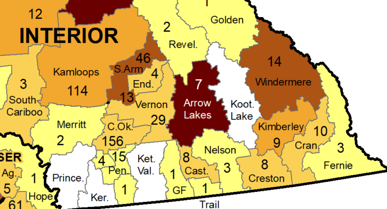 New COVID cases up in Castlegar, down in Trail