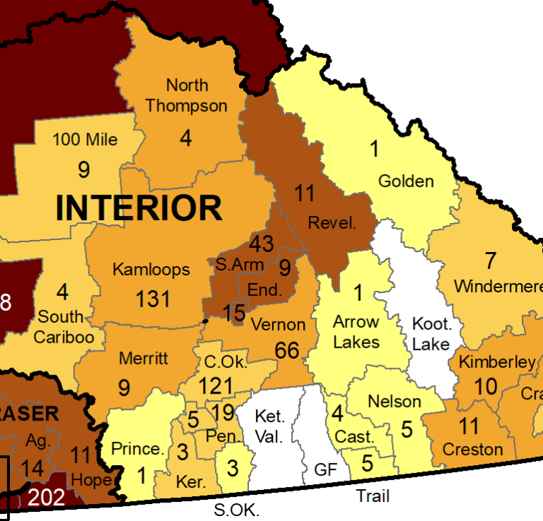 COVID-19 case rates unchanged in Castlegar, Trail