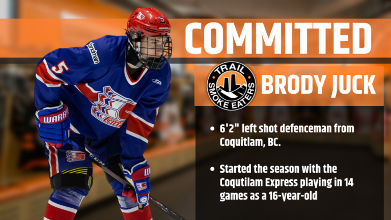 Brody Juck commits to Smoke Eaters blueline