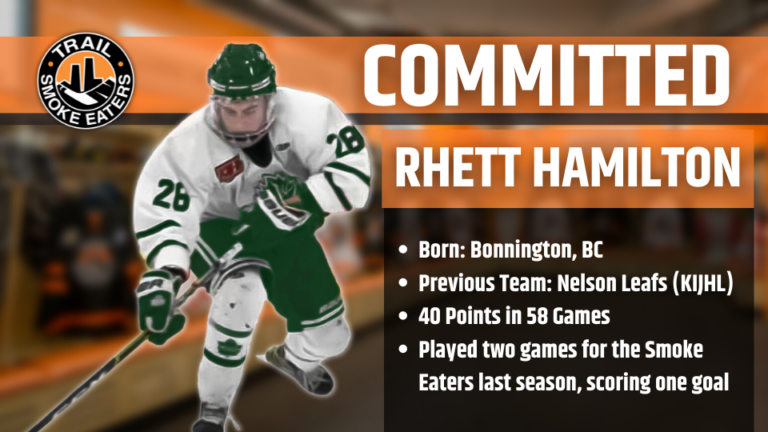 Rhett Hamilton joins Trail Smoke Eaters roster