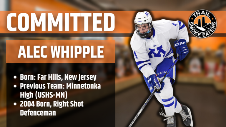 Trail Smoke Eaters add Alec Whipple to blueline