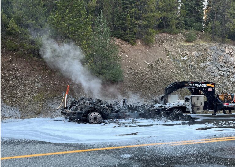 Truck burns near Nancy Greene Junction