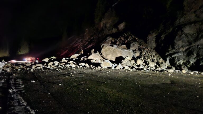 Clean-up of Highway 3B rock slide continues