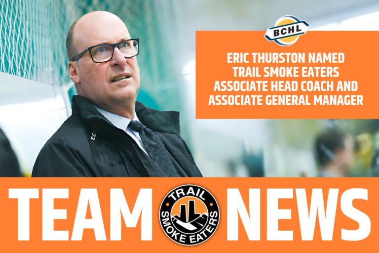 Eric Thurston New Associate Head Coach/GM with Trail Smoke Eaters
