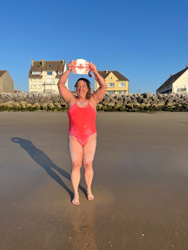 Photo of Aerin Bowers after her swim.