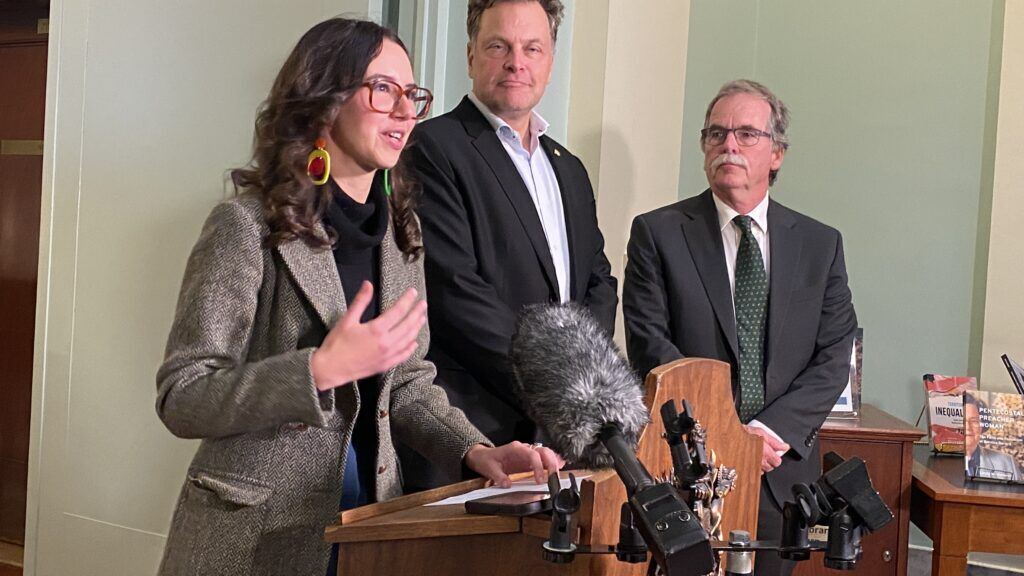 Emily Lowan speaks alongside Jeremy Valeriote and Rob Botterell